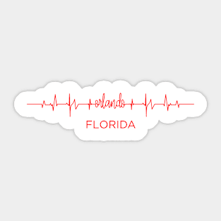 I Love Orlando Florida USA Heartbeat Funny T-Shirt For Men Women Custom Sticker